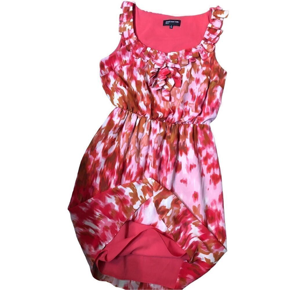 Jones New York watercolor pink chiffon sleeveless dress size 8 - Picture 5 of 10